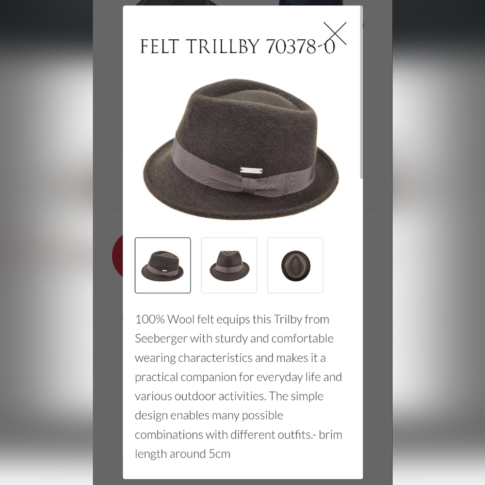 💛 Seeberger 57cm felt trilby fedora felt hat carefully owned condition, OOS - Picture 12 of 13